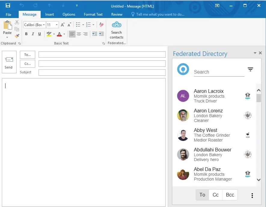 Federated Directory Microsoft Teams app for cross-company contact sharing